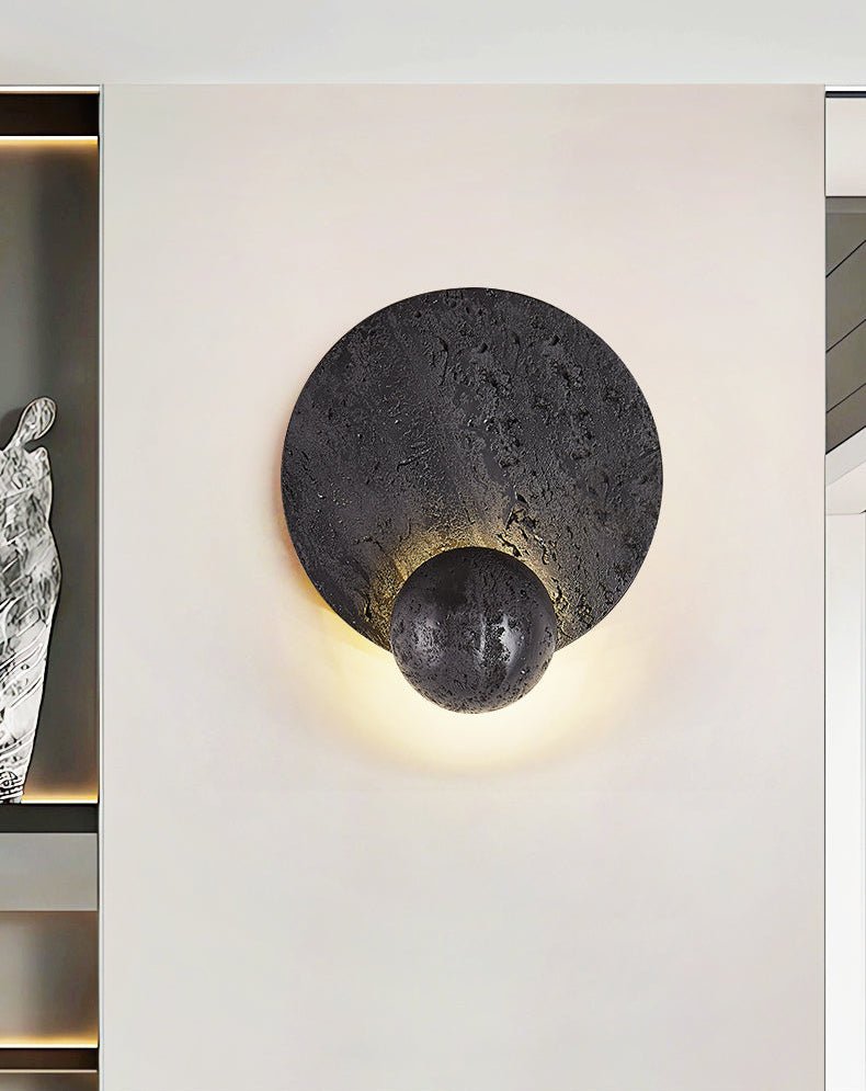 Event Horizon Wall Sconce — Black Travertine LED Wall Light