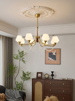 Evora Modern Glass Chandelier with Wood Accents for Dining Room and Living Room