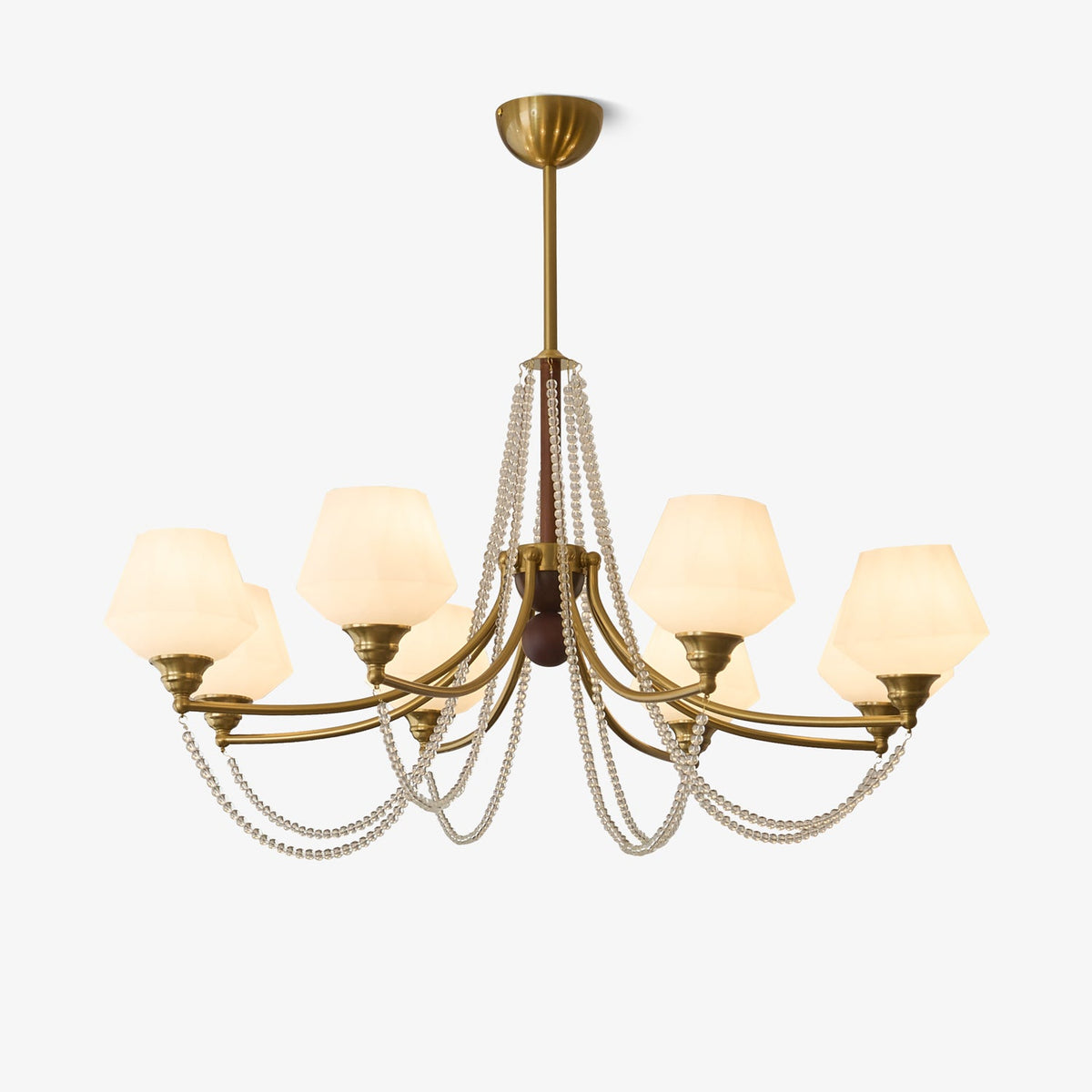 Evora Modern Glass Chandelier with Wood Accents for Dining Room and Living Room