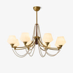 Evora Modern Glass Chandelier with Wood Accents for Dining Room and Living Room