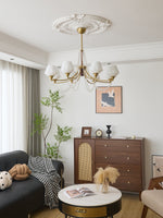 Evora Modern Glass Chandelier with Wood Accents for Dining Room and Living Room