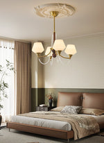 Evora Modern Glass Chandelier with Wood Accents for Dining Room and Living Room