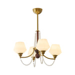 Evora Modern Glass Chandelier with Wood Accents for Dining Room and Living Room