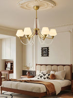 Evora Modern Glass Chandelier with Wood Accents for Dining Room and Living Room