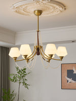 Evora Modern Glass Chandelier with Wood Accents for Dining Room and Living Room