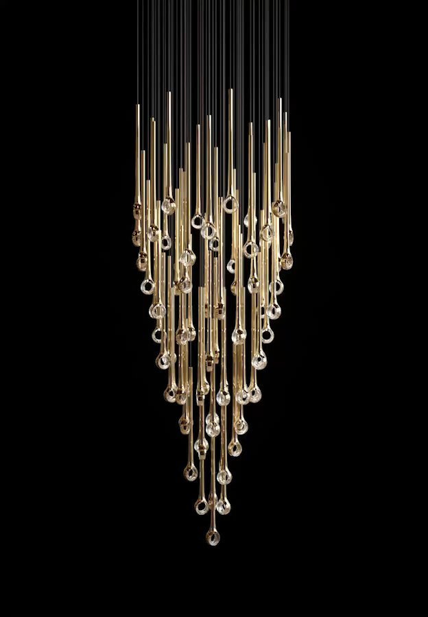 Eyelet Linear LED Chandelier in Chrome, Gold, or Rose Gold