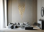Eyelet Linear LED Chandelier in Chrome, Gold, or Rose Gold