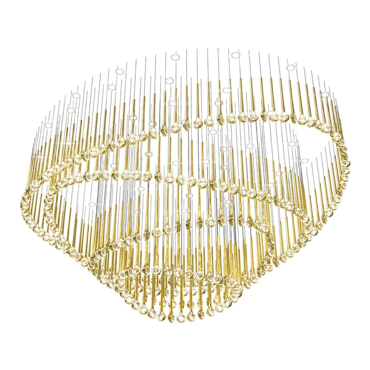 Eyelet Linear LED Chandelier in Chrome, Gold, or Rose Gold