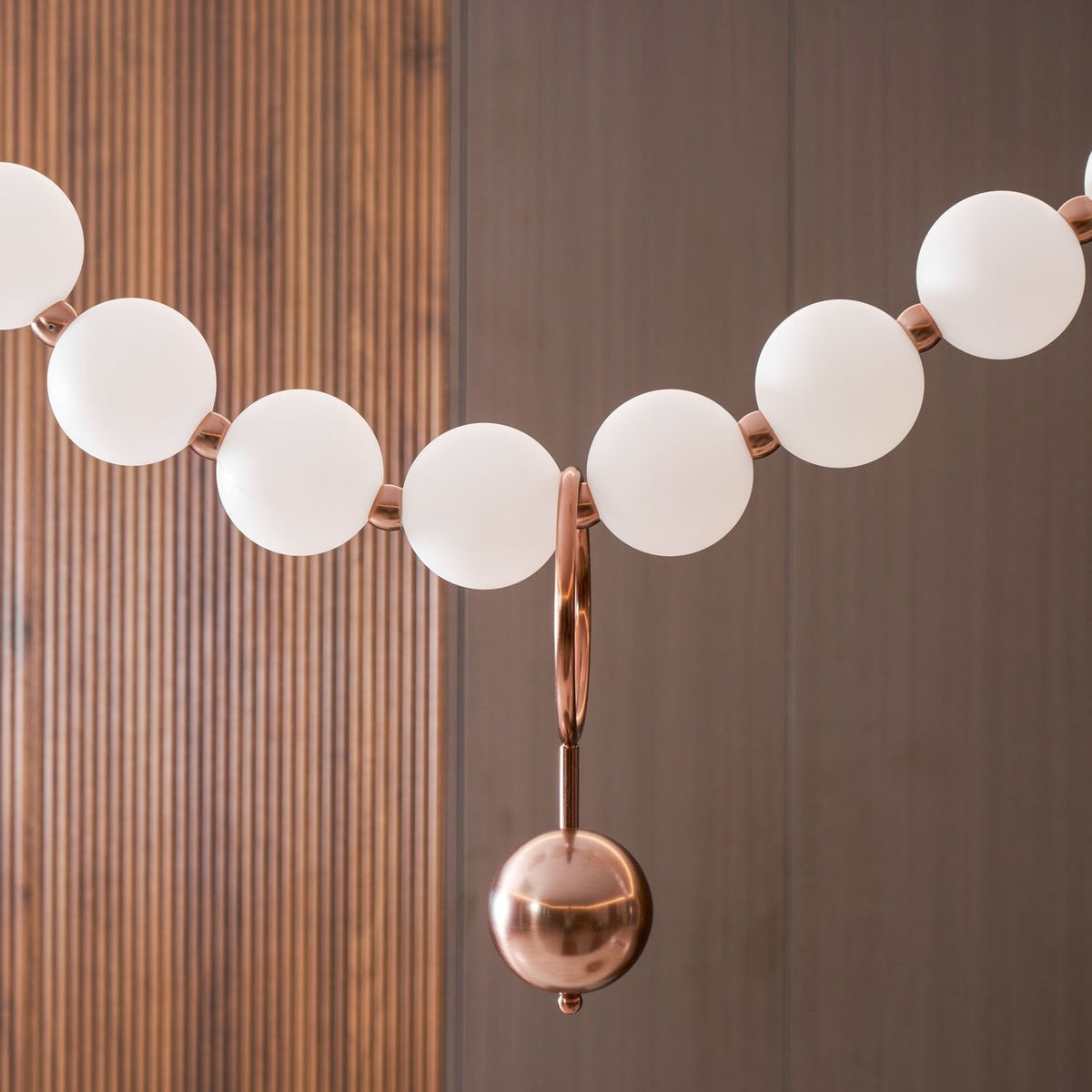 Ezrah Modern Linear LED Pendant Light – Frosted Glass Orbs