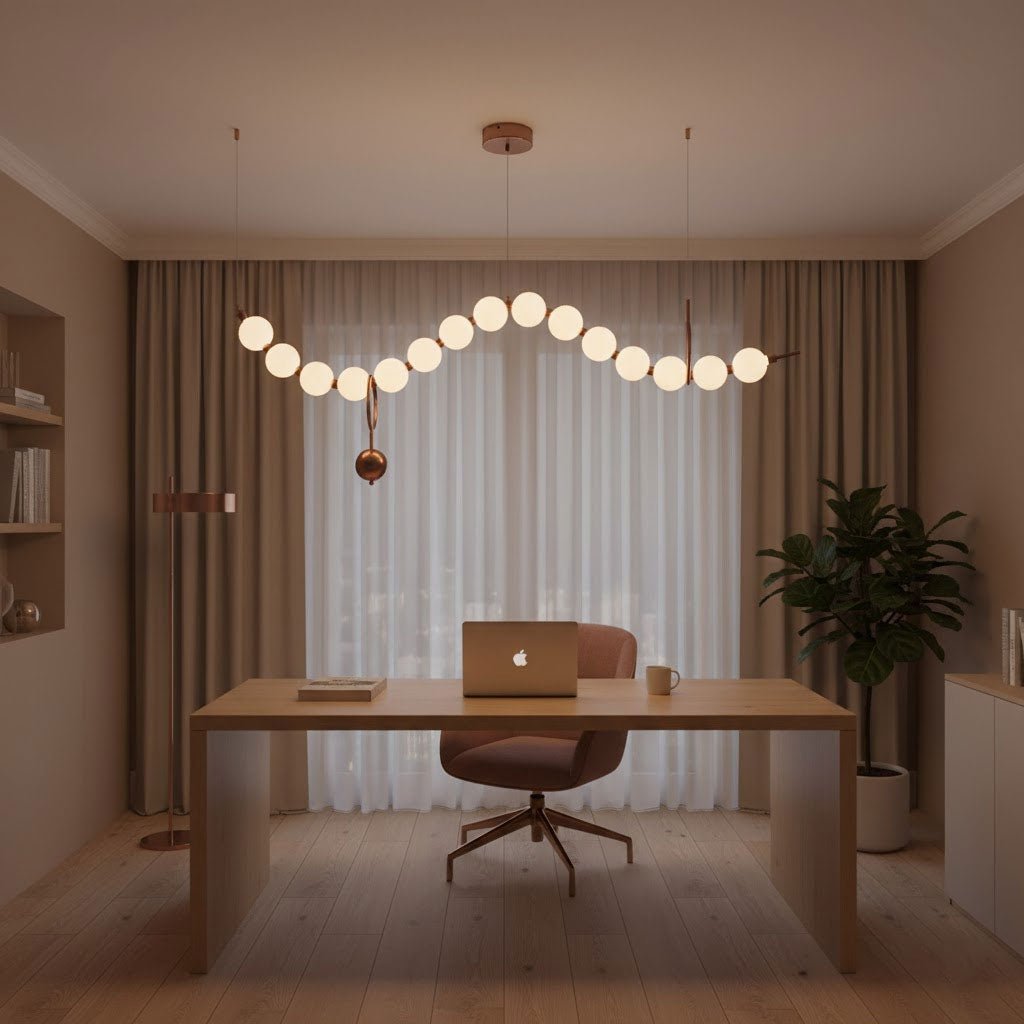 Ezrah Modern Linear LED Pendant Light – Frosted Glass Orbs