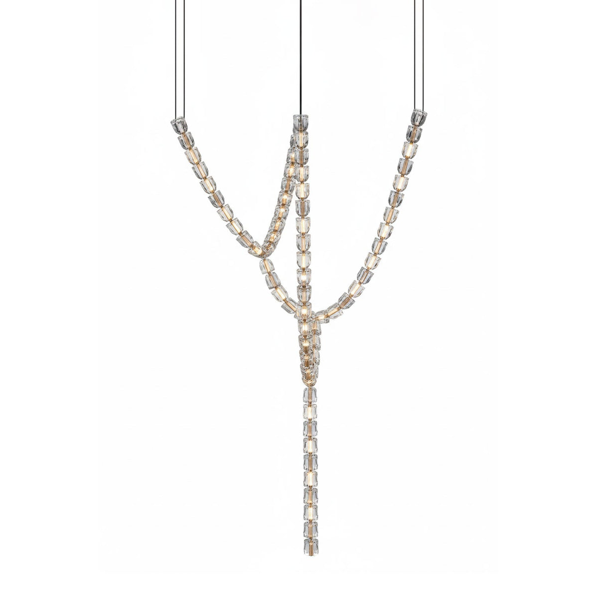 Gabriel Gold Crystal Chandelier – Sculptural LED Pendant for Modern Interiors