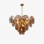 Velora Amber Disc Chandelier – Four-Tier Modern Art Deco Pendant Light