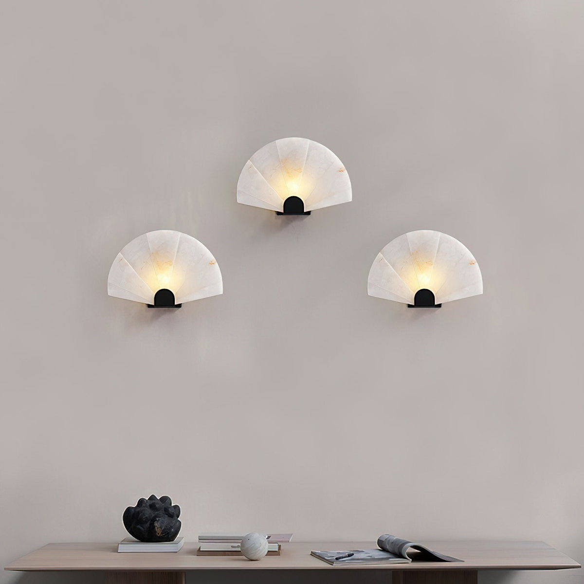 Fan Shaped Alabaster Wall Light