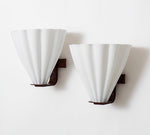 Fan-Shaped Glass Wall Sconce with Black Metal Accent