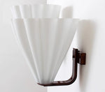 Fan-Shaped Glass Wall Sconce with Black Metal Accent
