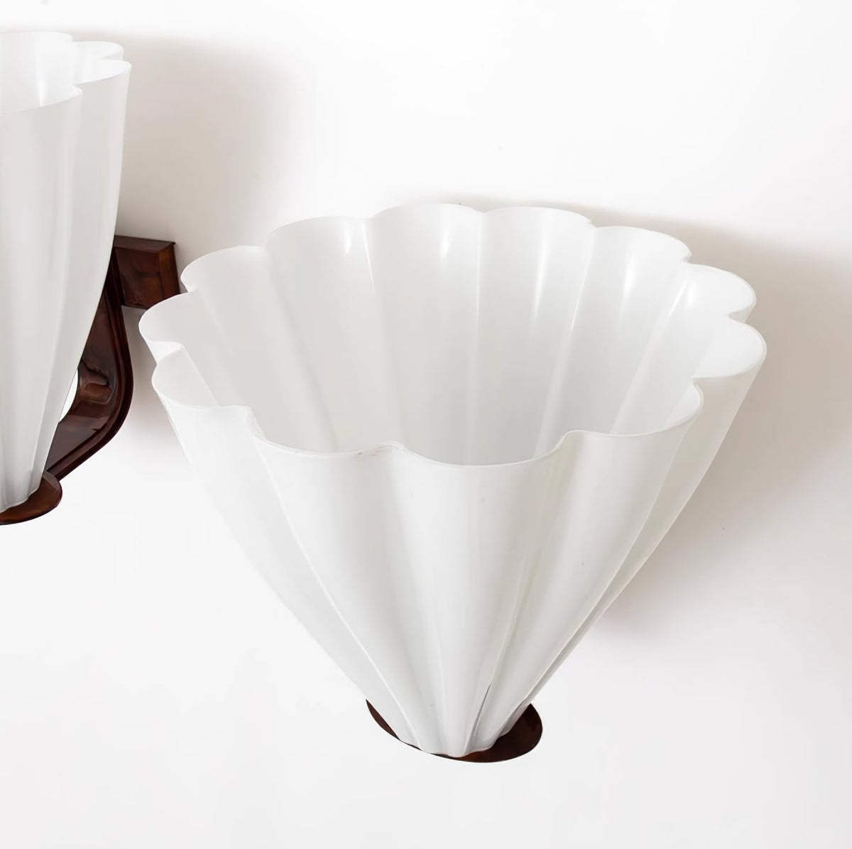 Fan-Shaped Glass Wall Sconce with Black Metal Accent