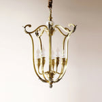 Brass Lantern Chandelier with Clear Glass Shades for Dining Room and Foyer