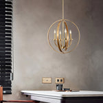Brass Lantern Chandelier with Clear Glass Shades for Dining Room and Foyer
