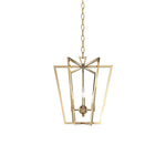 Brass Lantern Chandelier with Clear Glass Shades for Dining Room and Foyer