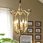 Brass Lantern Chandelier with Clear Glass Shades for Dining Room and Foyer