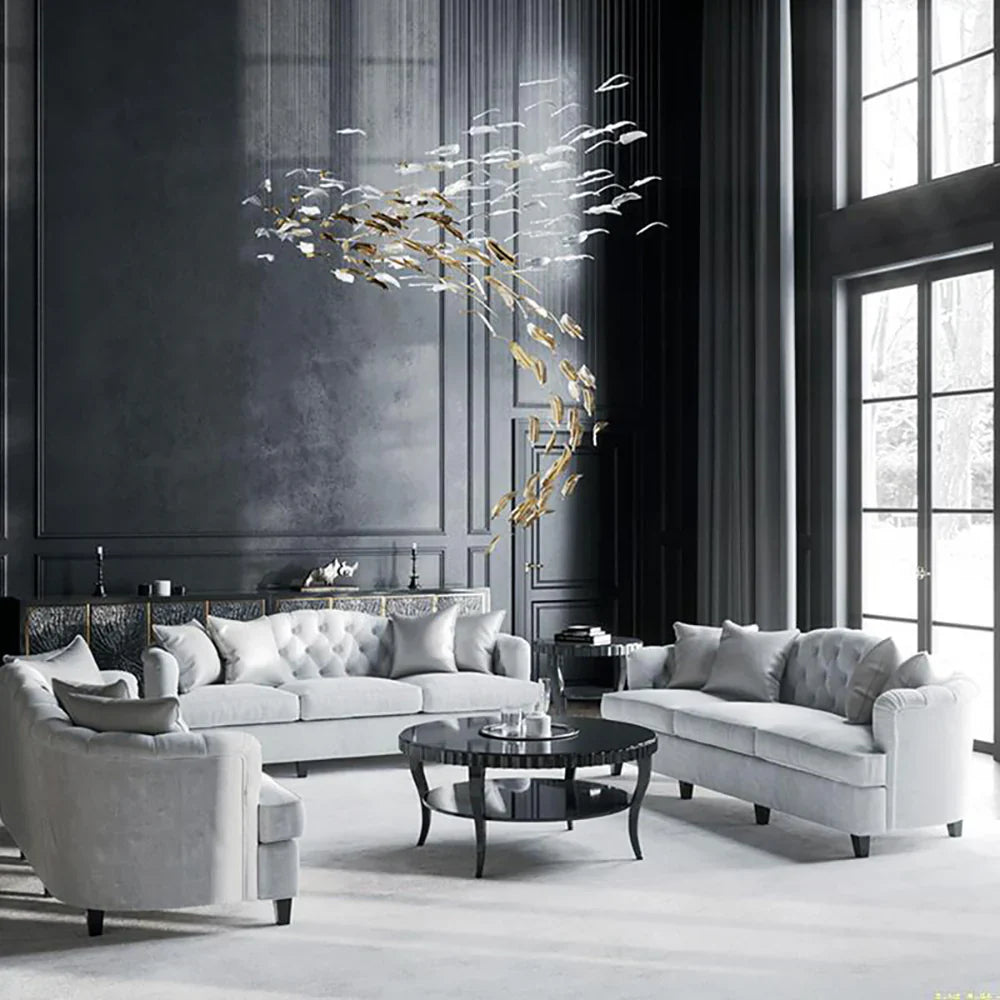 Feather Glass Pendant Light Amber Clear Color Flying Pendant Lamp Staircase Designer