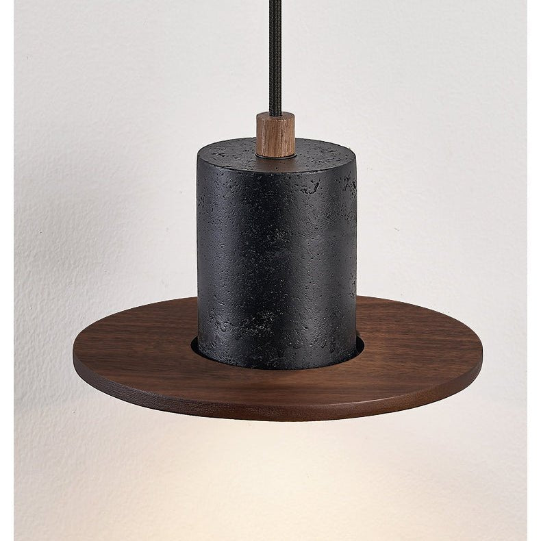 Fedora Stacked Pendant Light in Walnut and Travertine