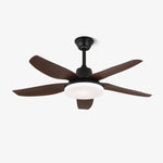 Felix Designer Ceiling Fan with Integrated LED Light, Modern Walnut & Black Finish