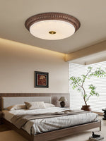 Ferrara Modern Walnut Wood Grain LED Flush Mount Ceiling Light