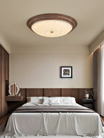 Ferrara Modern Walnut Wood Grain LED Flush Mount Ceiling Light