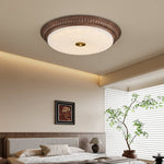 Ferrara Modern Walnut Wood Grain LED Flush Mount Ceiling Light