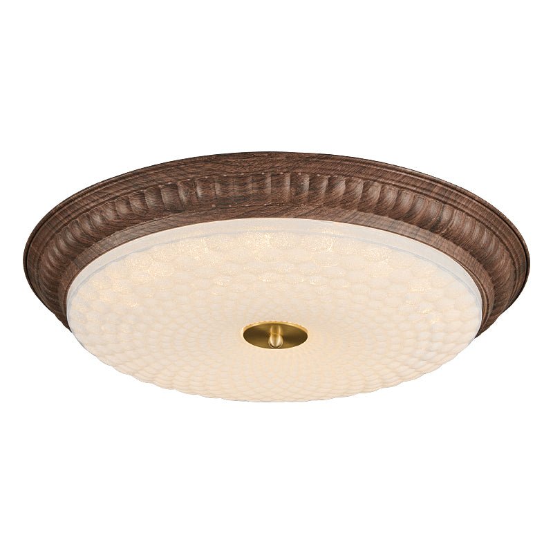 Ferrara Modern Walnut Wood Grain LED Flush Mount Ceiling Light