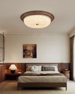 Ferrara Modern Walnut Wood Grain LED Flush Mount Ceiling Light