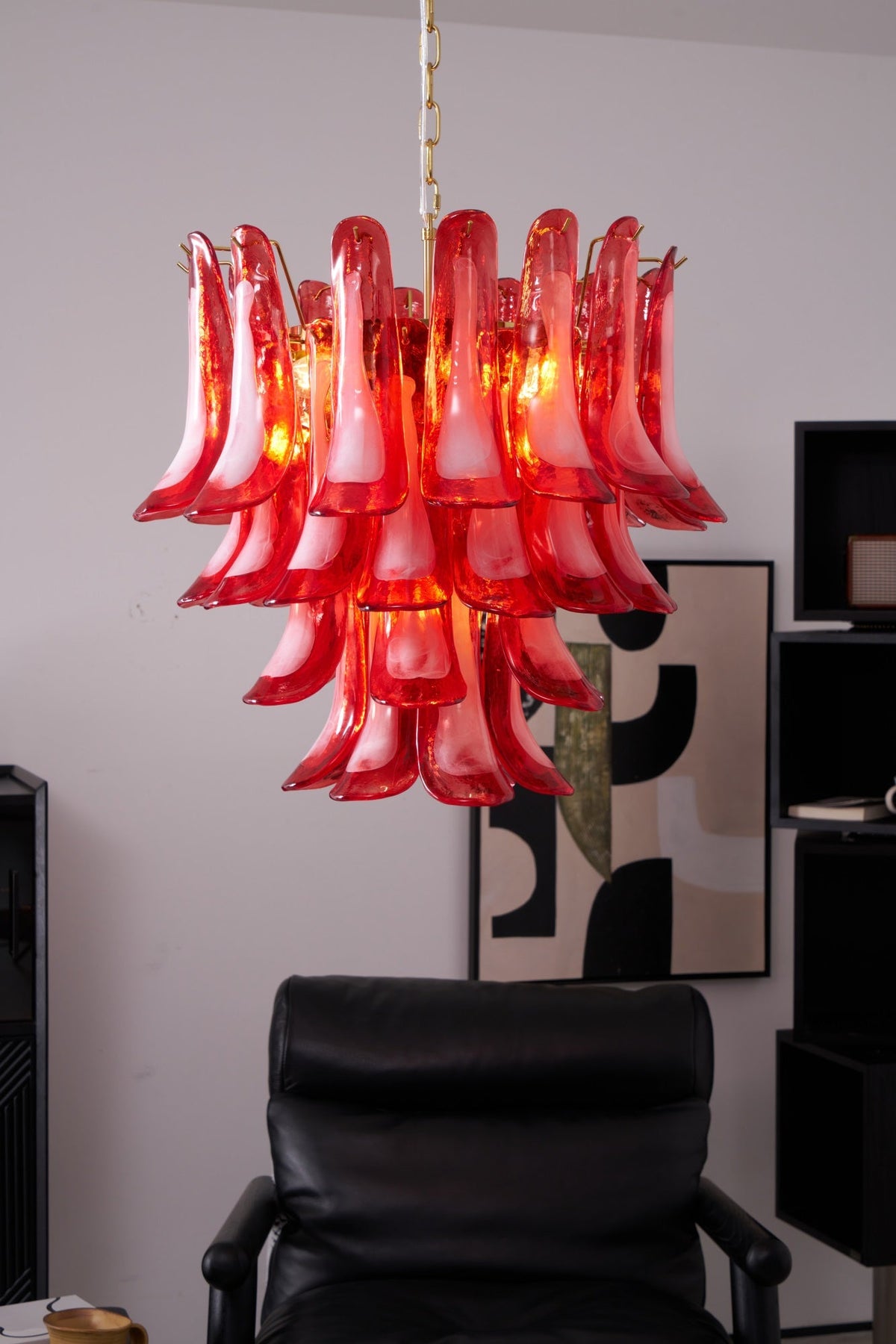Fiametta Murano Glass Chandelier – Handcrafted Red Glass Pendant Light