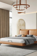 Finopi Linear LED Chandelier with Twisted Metal Rings and Leather Accents
