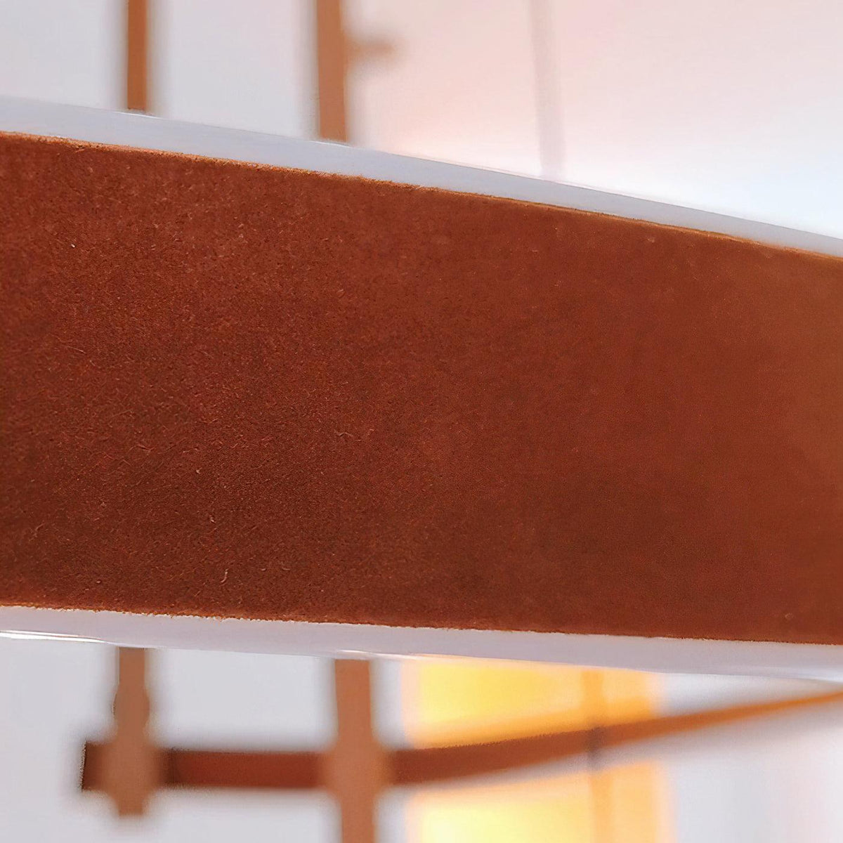 Finopi Linear LED Chandelier with Twisted Metal Rings and Leather Accents
