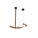 Finopi Linear LED Chandelier with Twisted Metal Rings and Leather Accents