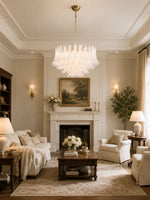 Fiora Pink Glass Chandelier – 17-Light Tiered Murano-Style Pendant for Dining Room & Living Room