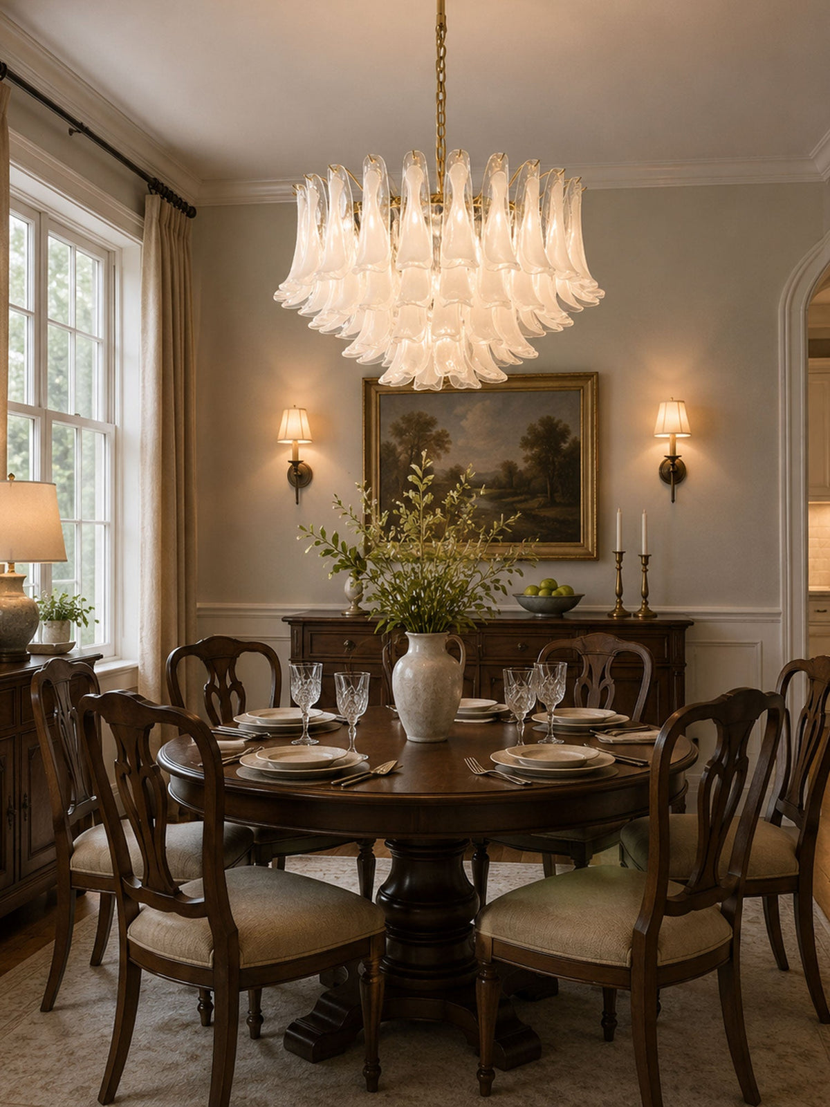 Fiora Pink Glass Chandelier – 17-Light Tiered Murano-Style Pendant for Dining Room & Living Room