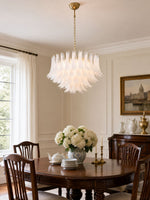 Fiora Pink Glass Chandelier – 17-Light Tiered Murano-Style Pendant for Dining Room & Living Room