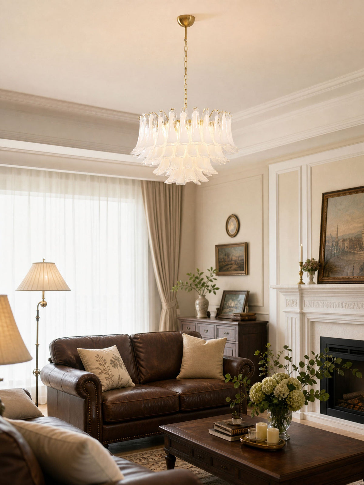 Fiora Pink Glass Chandelier – 17-Light Tiered Murano-Style Pendant for Dining Room & Living Room