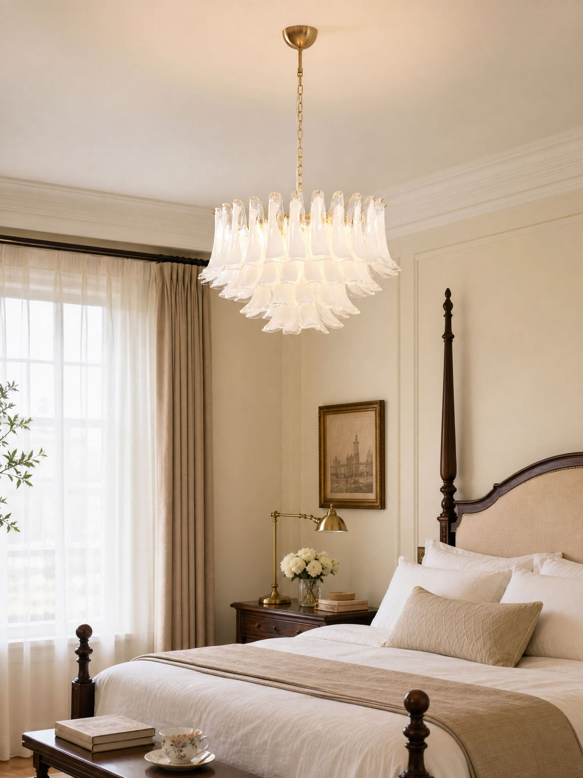Fiora Pink Glass Chandelier – 17-Light Tiered Murano-Style Pendant for Dining Room & Living Room