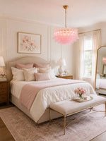 Fiora Pink Glass Chandelier – 17-Light Tiered Murano-Style Pendant for Dining Room & Living Room