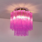 Fiora Purple Glass Flush Mount Ceiling Light with Gold Accents
