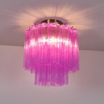 Fiora Purple Glass Flush Mount Ceiling Light with Gold Accents