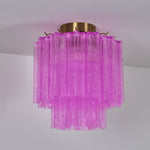 Fiora Purple Glass Flush Mount Ceiling Light with Gold Accents