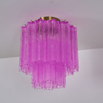 Fiora Purple Glass Flush Mount Ceiling Light with Gold Accents