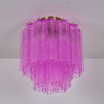 Fiora Purple Glass Flush Mount Ceiling Light with Gold Accents