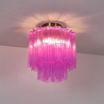 Fiora Purple Glass Flush Mount Ceiling Light with Gold Accents