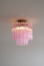 Fiora Pink Murano Glass Flush Mount Ceiling Light with Gold Accents