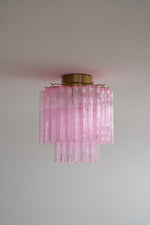 Fiora Pink Murano Glass Flush Mount Ceiling Light with Gold Accents